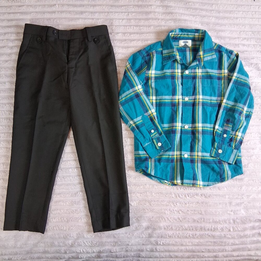 Old Navy Plaid Shirt & Alberto Cardinali Dress Pants Set